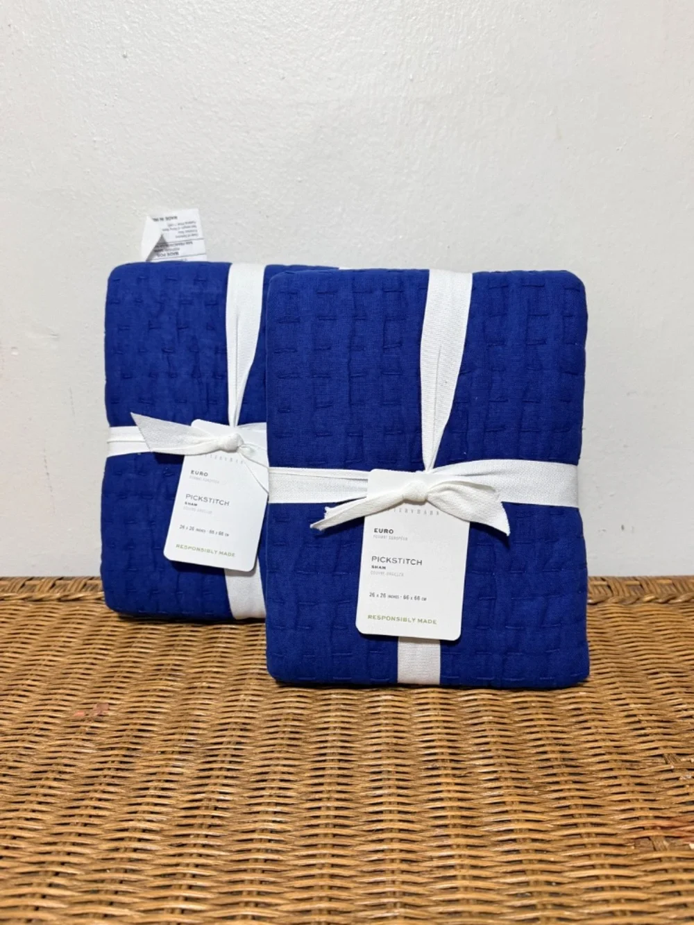 Pottery Barn Euro Pick Stitch Handcrafted Quilted Sham. Sz. 26